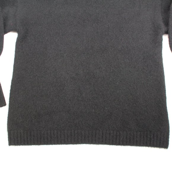Black Mohair Sweater Puffy Sleeves Boxy Oversized Fluffy Knit Tall Ribbed Cuffs - Picture 9 of 14
